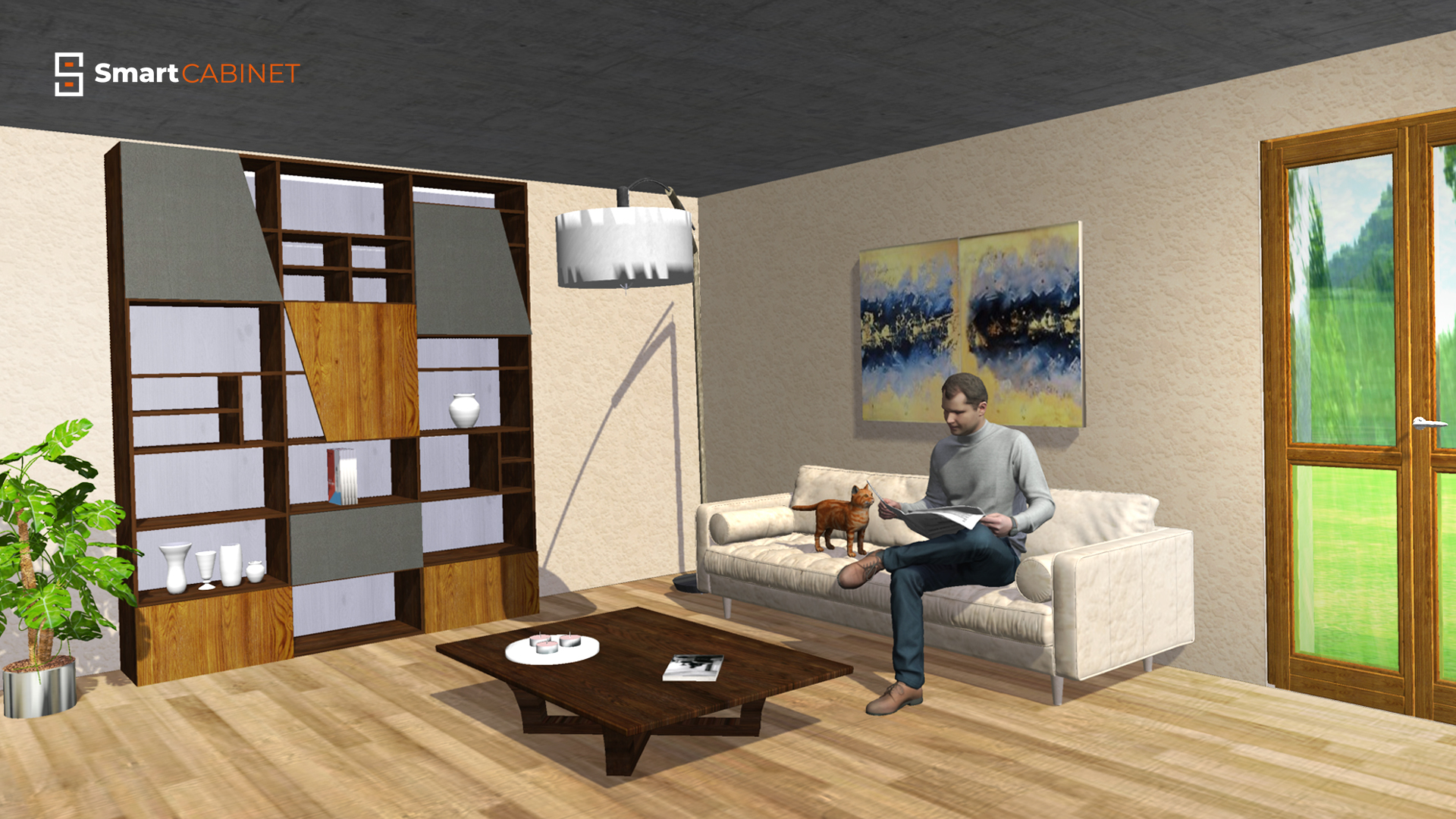 Come progettare una libreria con ante asimmetriche?